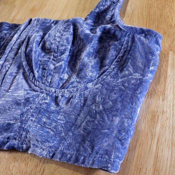 NWT Wild Fable Periwinkle Blue Velvet Stretch Corset Top Sleeveless Large - Picture 2 of 9